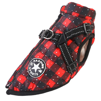 Large Pet Dog Jacket with Harness Winter Warm Dog Clothes for Labrador Waterproof Big Dog Coat Chihuahua French Bulldog Outfits